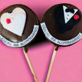 Piruleta de chocolate para bodas PERSONALIZABLE