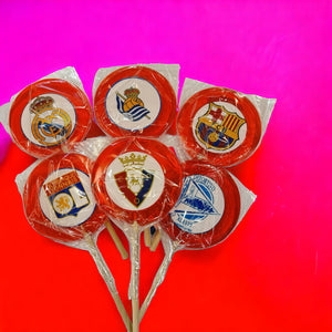 Piruletas de equipos de fútbol de caramelo sabor tradicional