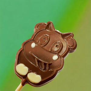 Piruleta de chocolate con forma de vaca