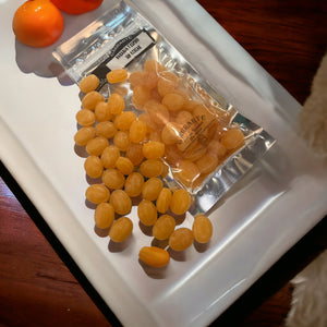 Caramelos sin azúcar de jengibre con naranja.
