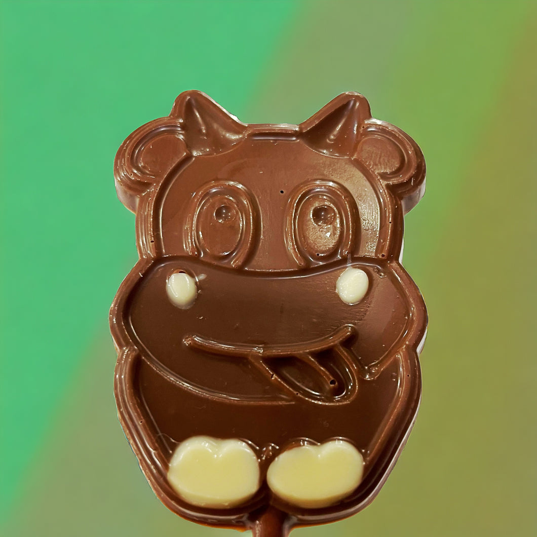 Piruleta de chocolate con forma de vaca