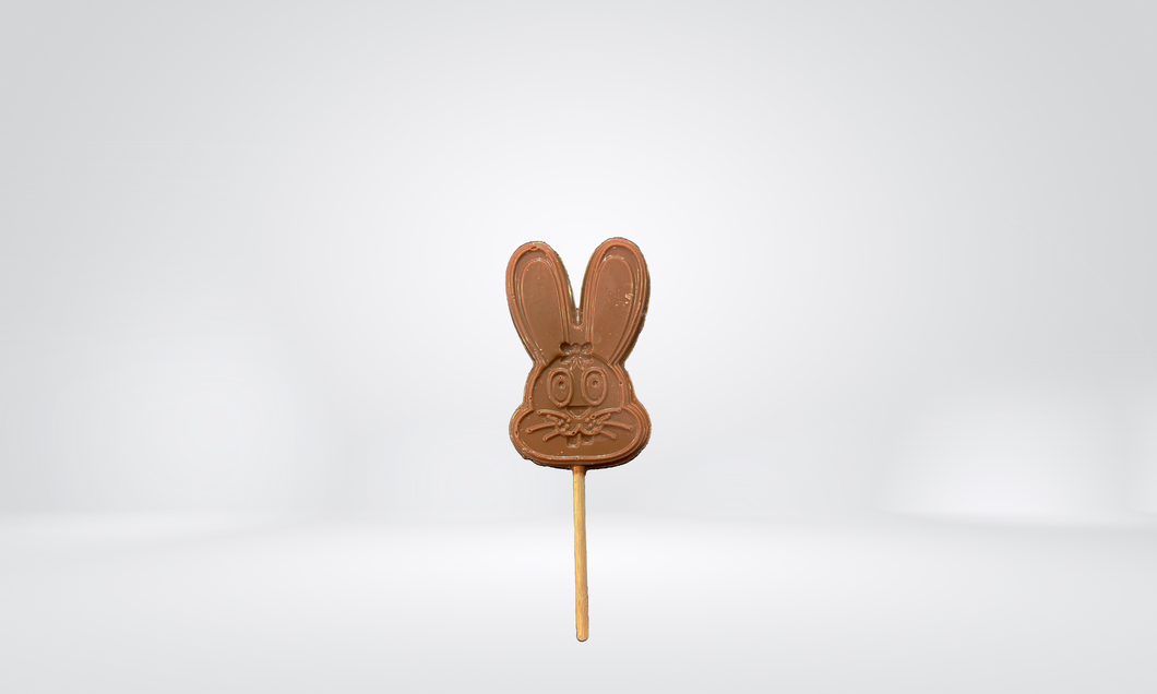 Piruleta de chocolate con forma de conejo