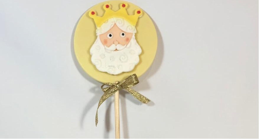 Piruleta de Navidad-Reyes Magos,  Melchor en piruleta de chocolate